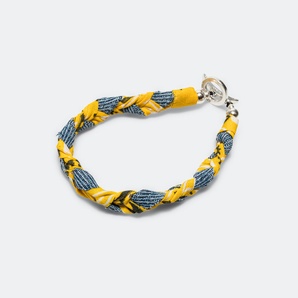Vintage Denim/Bandana Bracelet - Yellow/Blue