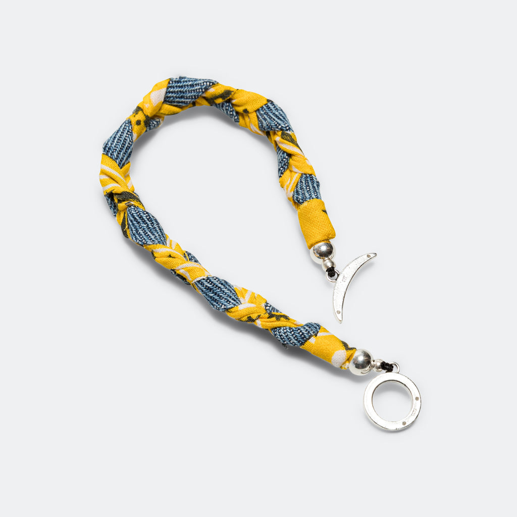 Vintage Denim/Bandana Bracelet - Yellow/Blue