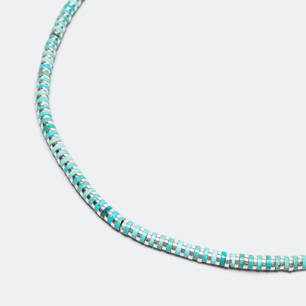 Heishi Hematite Necklace - Turquoise