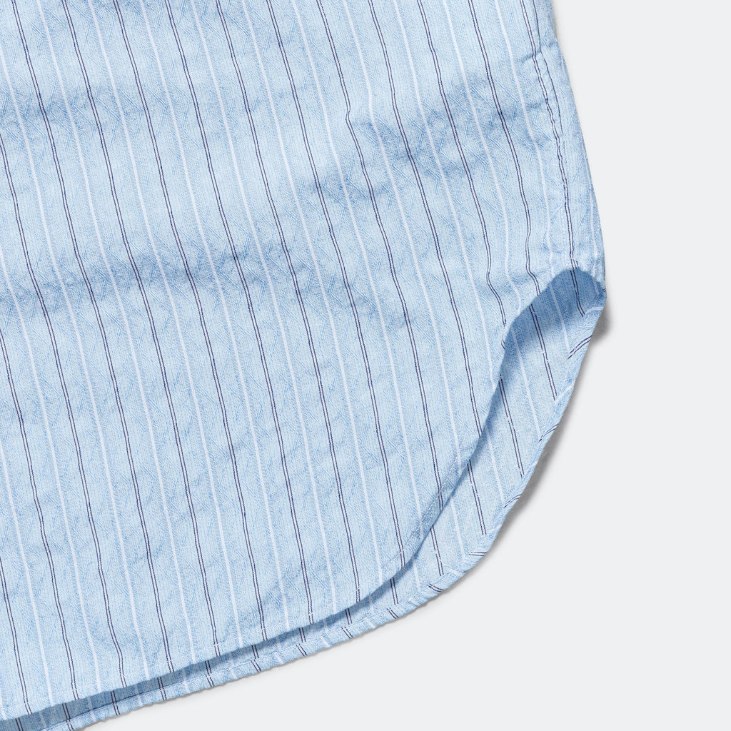 Band Collar Dobby Stripe S/S Shirt - Sax