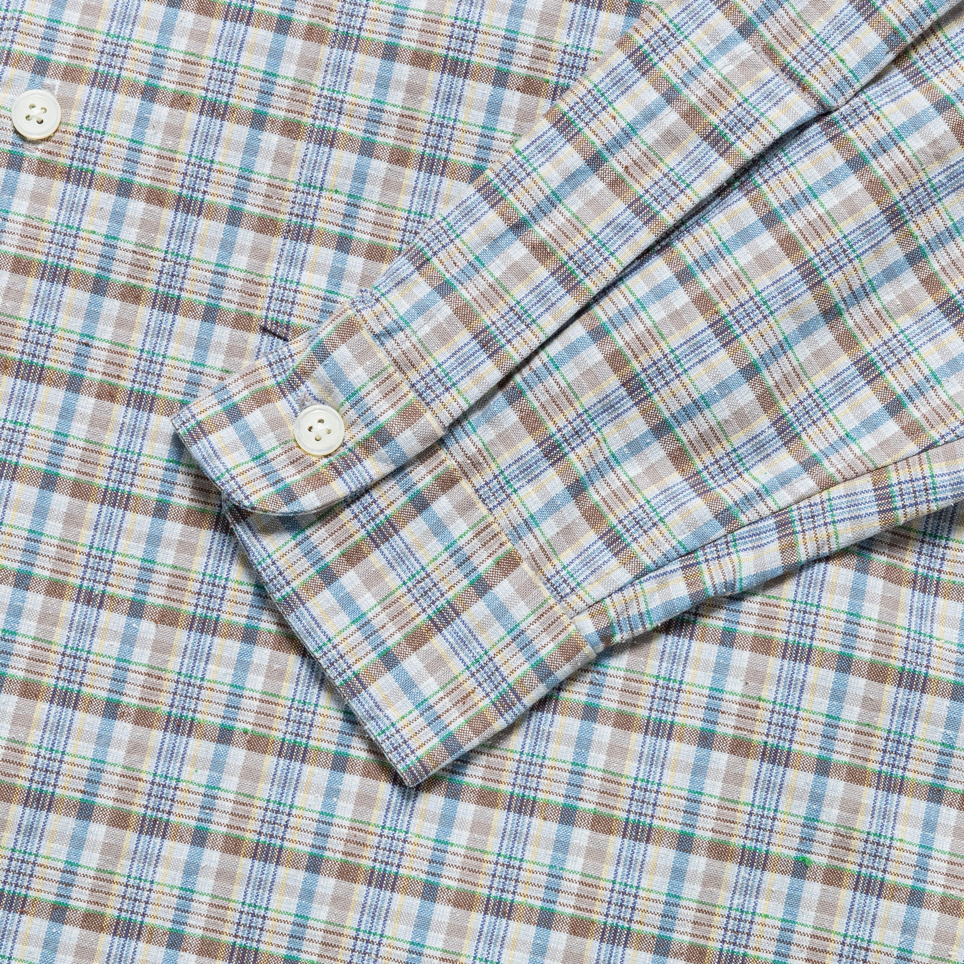 Cotton Silk Euro Check Shirt - Sax