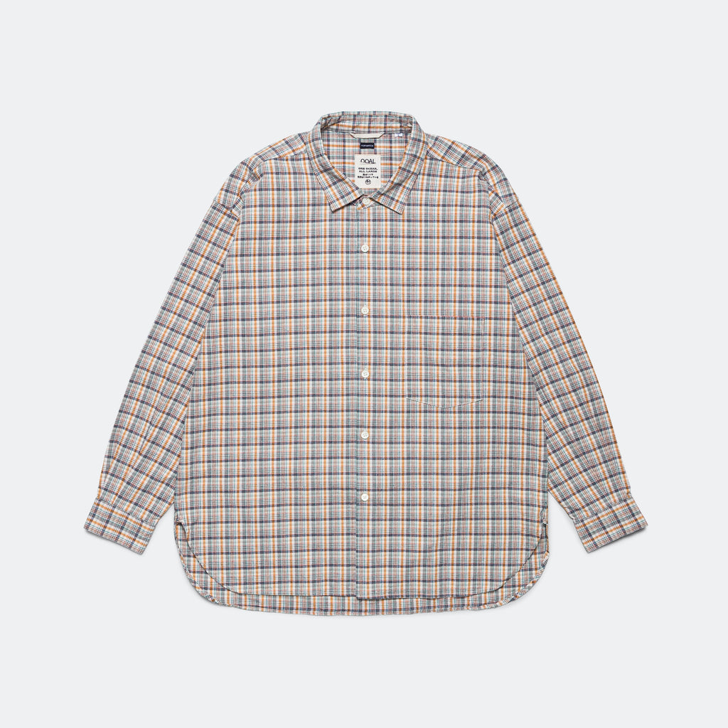 Cotton Silk Euro Check Shirt - Sunset