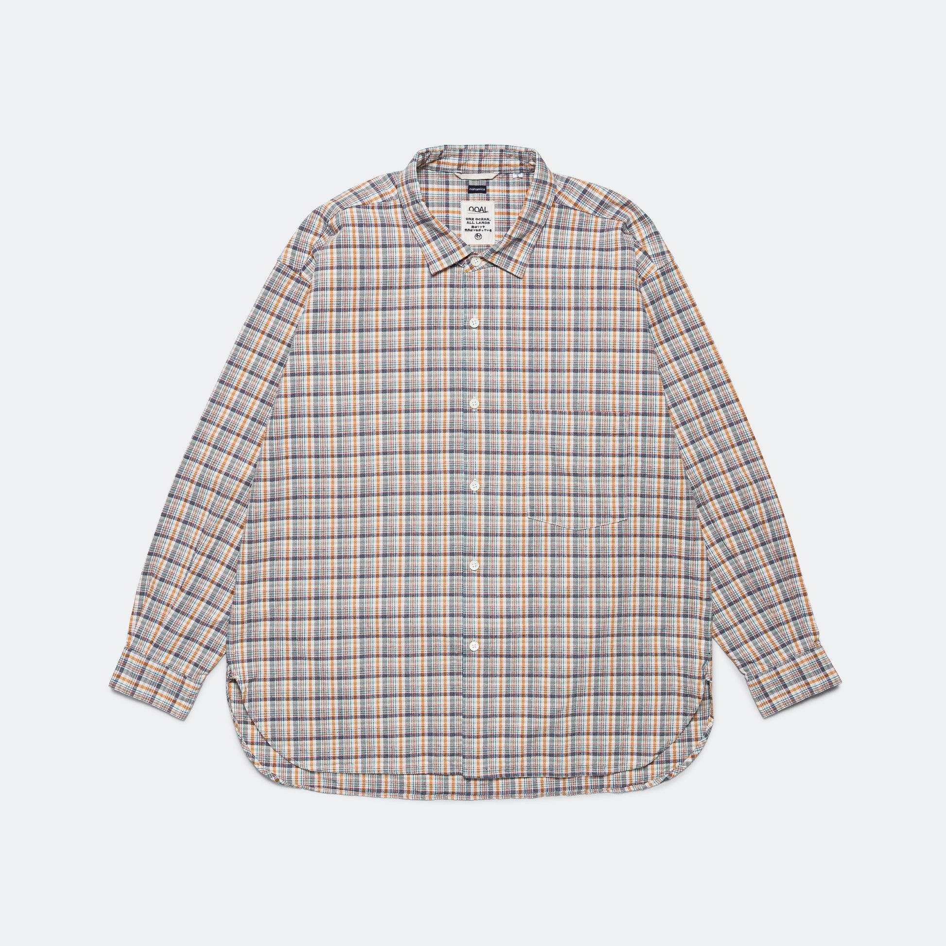Cotton Silk Euro Check Shirt - Sunset
