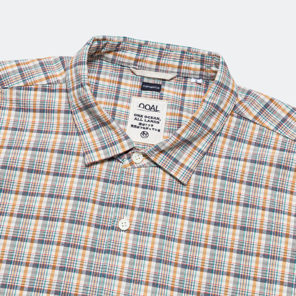 Cotton Silk Euro Check Shirt - Sunset