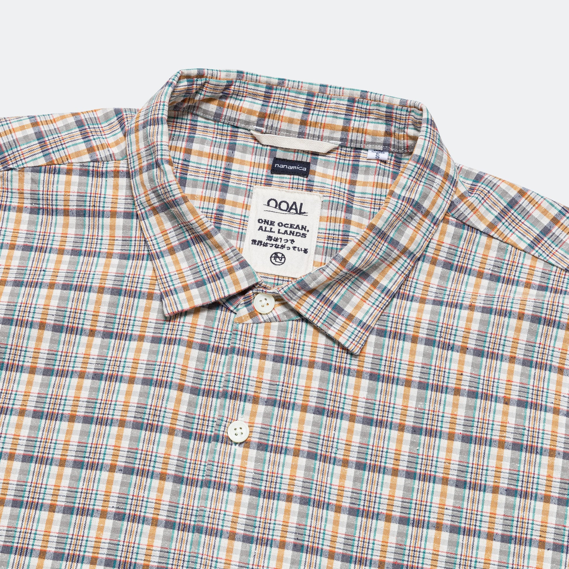 Cotton Silk Euro Check Shirt - Sunset