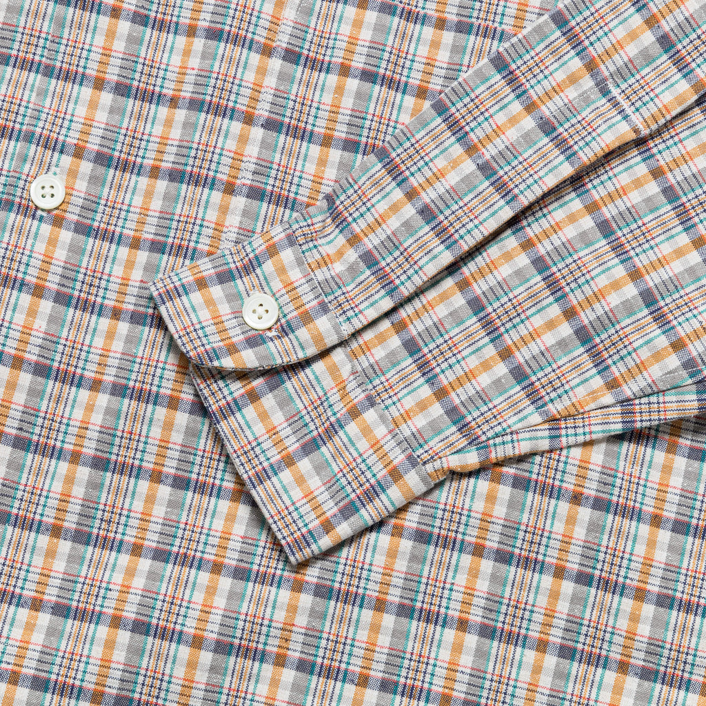 Cotton Silk Euro Check Shirt - Sunset