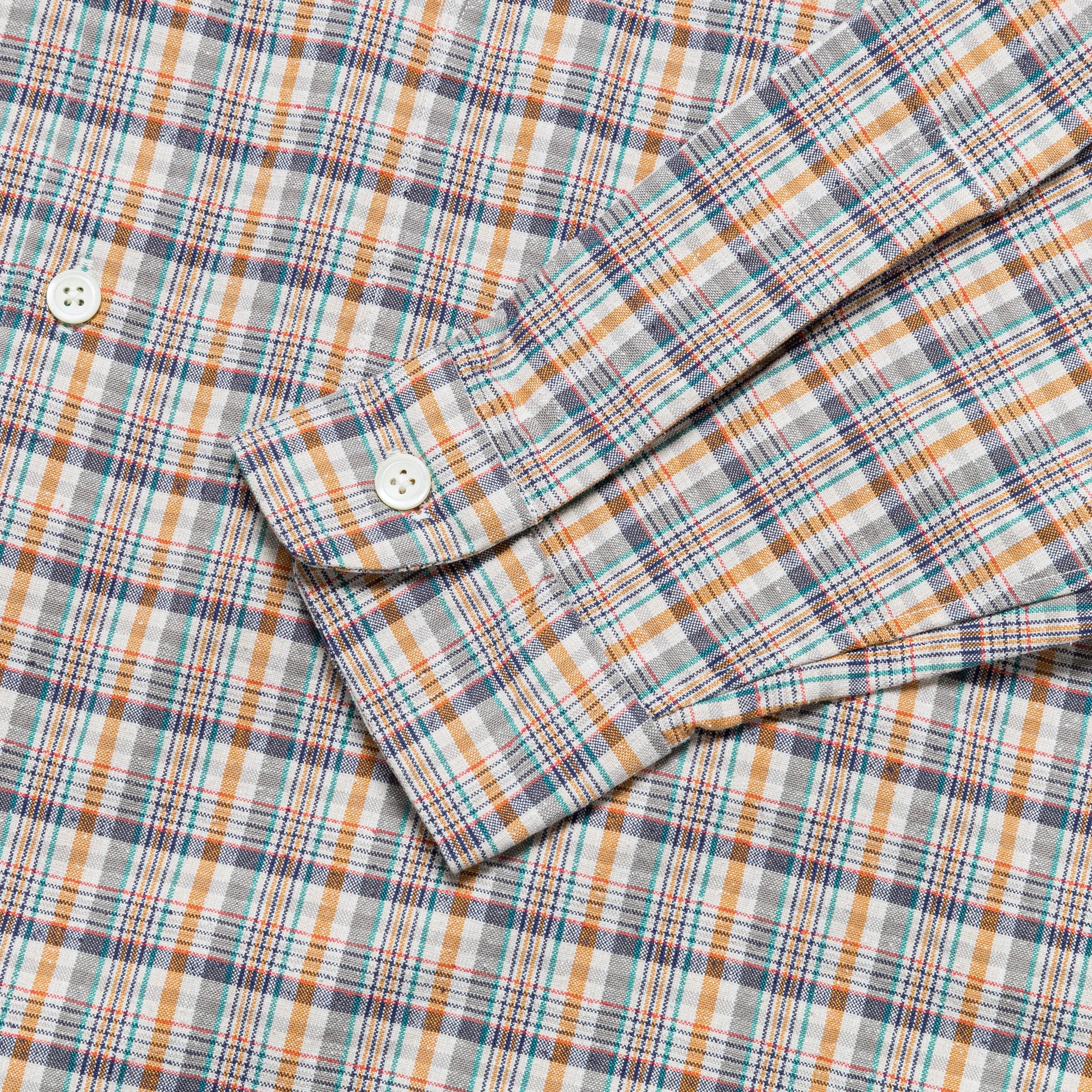 Cotton Silk Euro Check Shirt - Sunset