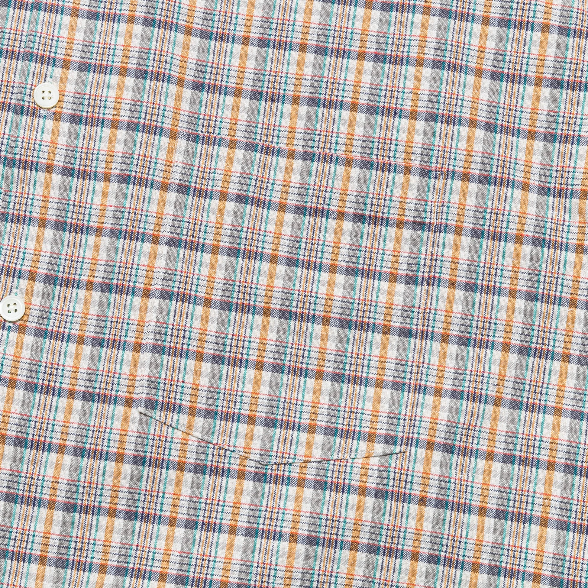 Cotton Silk Euro Check Shirt - Sunset