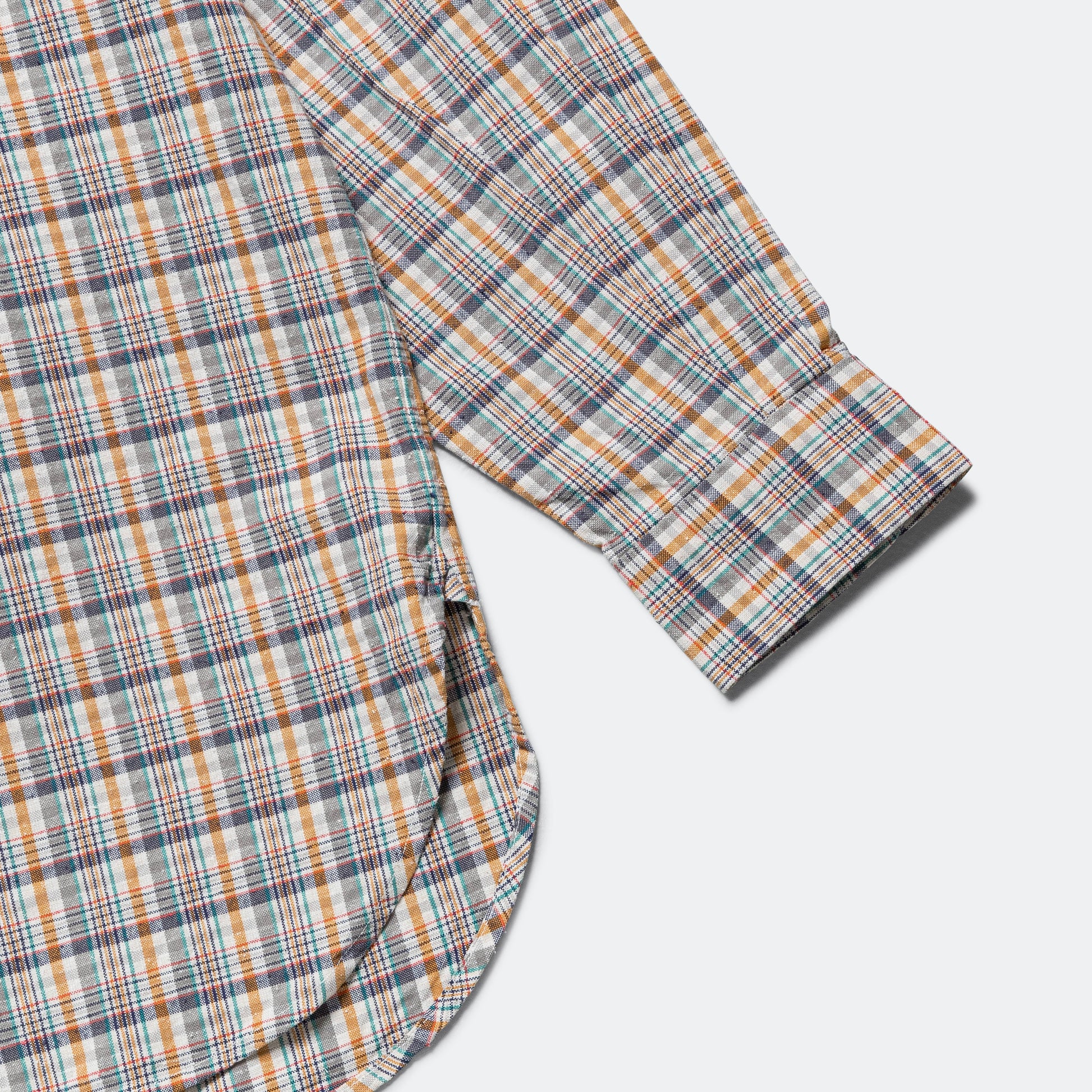 Cotton Silk Euro Check Shirt - Sunset