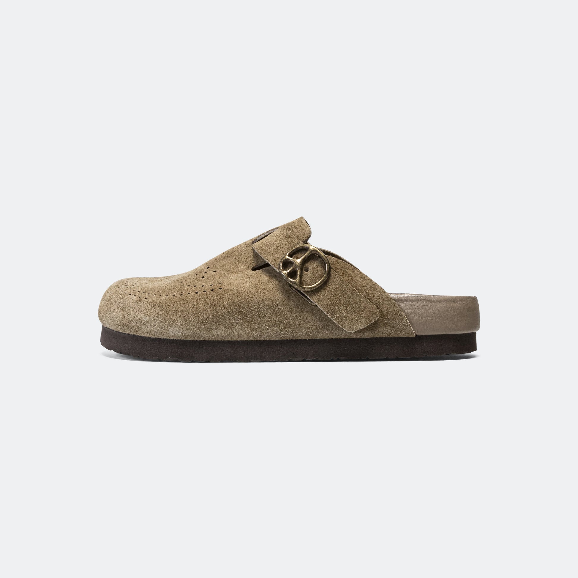 Clog Sandal - Taupe Suede Leather