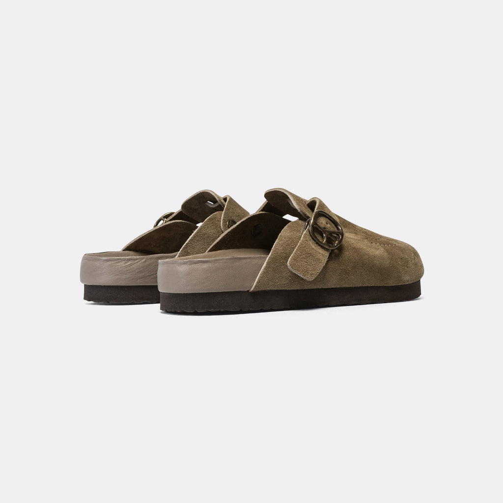 Clog Sandal - Taupe Suede Leather