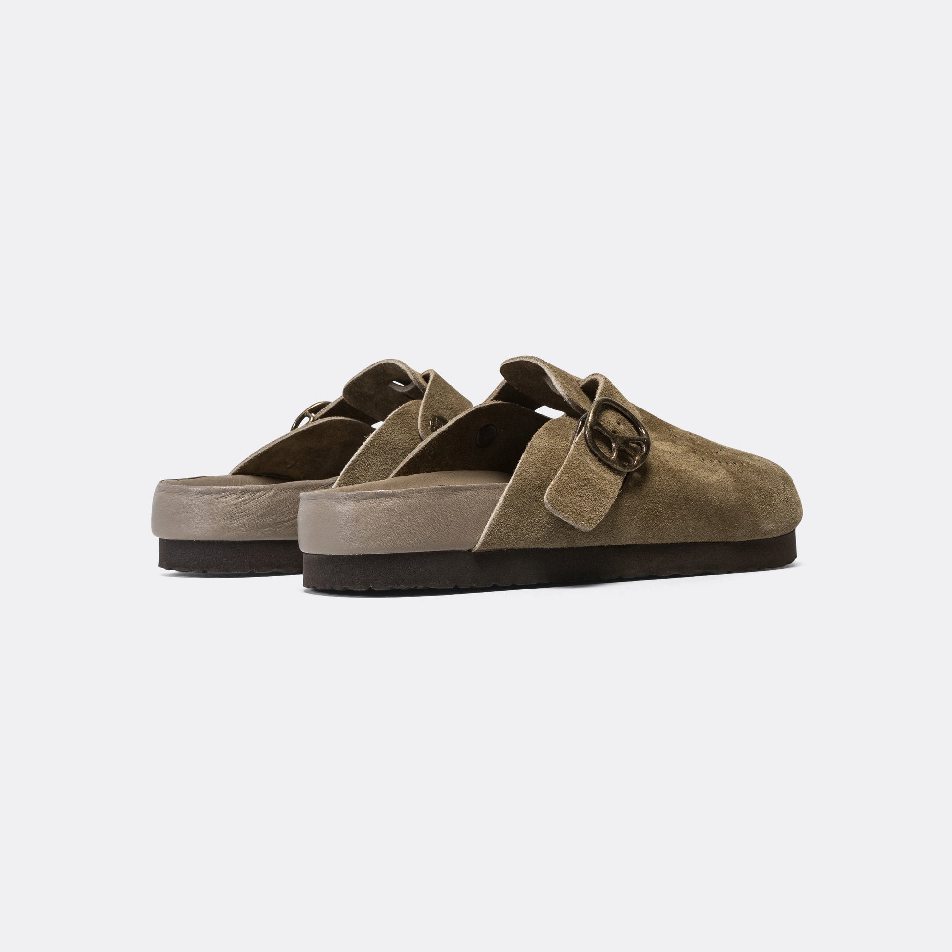 Clog Sandal - Taupe Suede Leather
