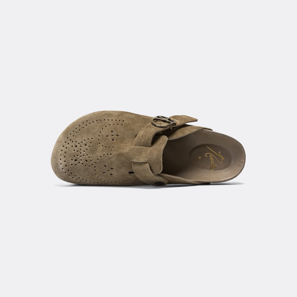 Clog Sandal - Taupe Suede Leather
