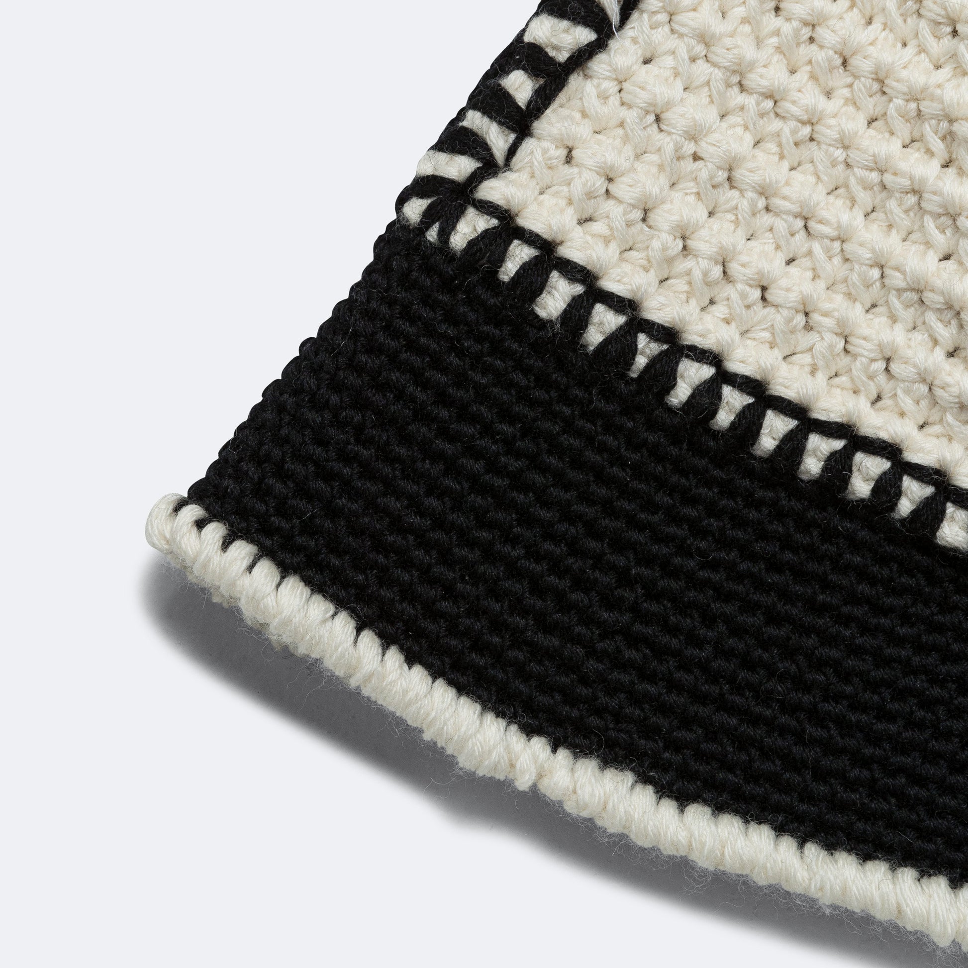 Hand Crochet Bucket Hat - Black/Ecru