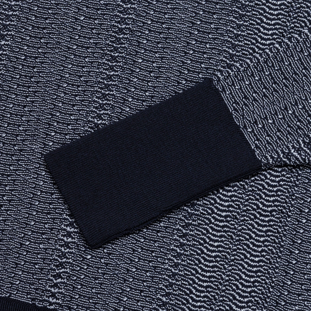 Wave Knitted Crewneck - Navy/Ecru