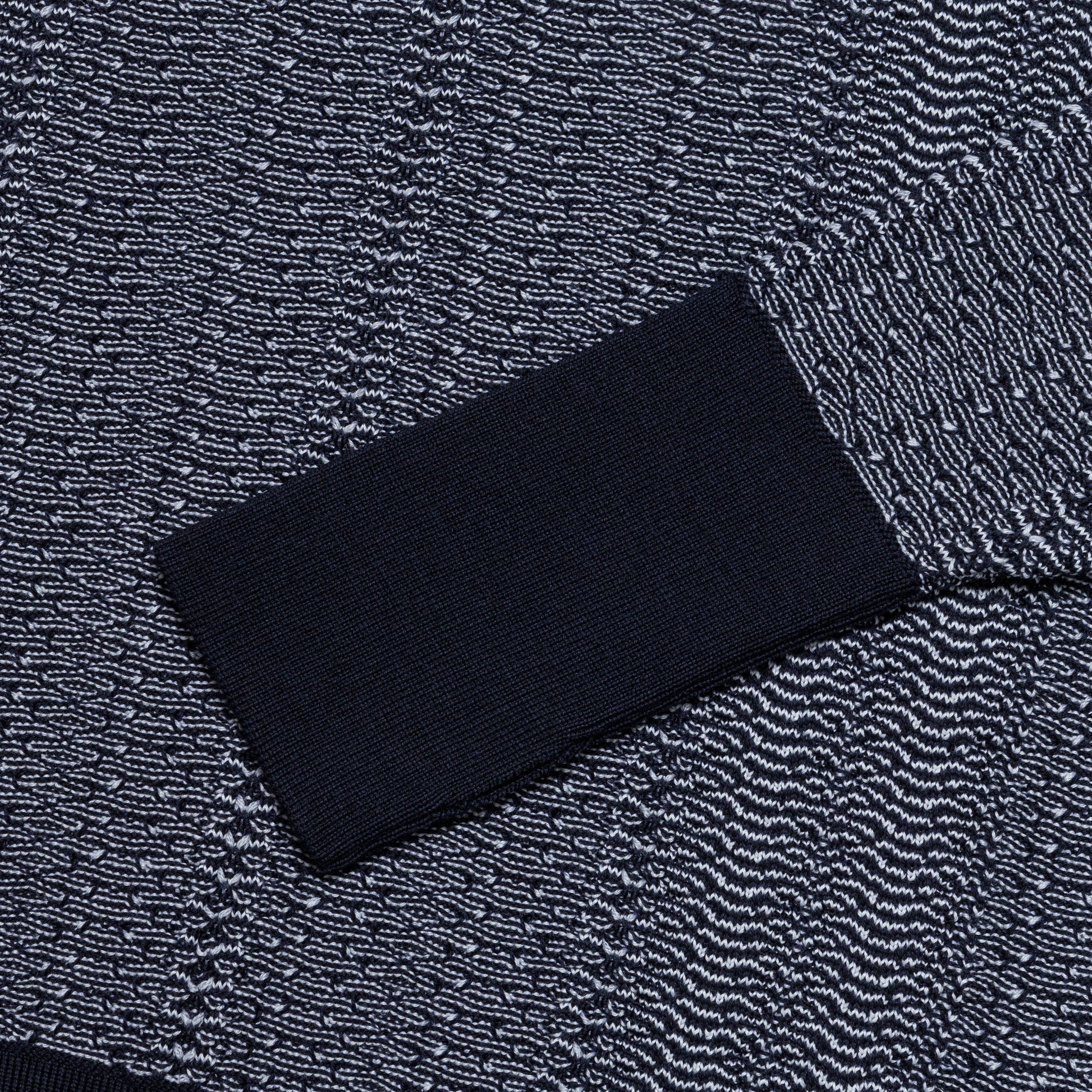 Wave Knitted Crewneck - Navy/Ecru