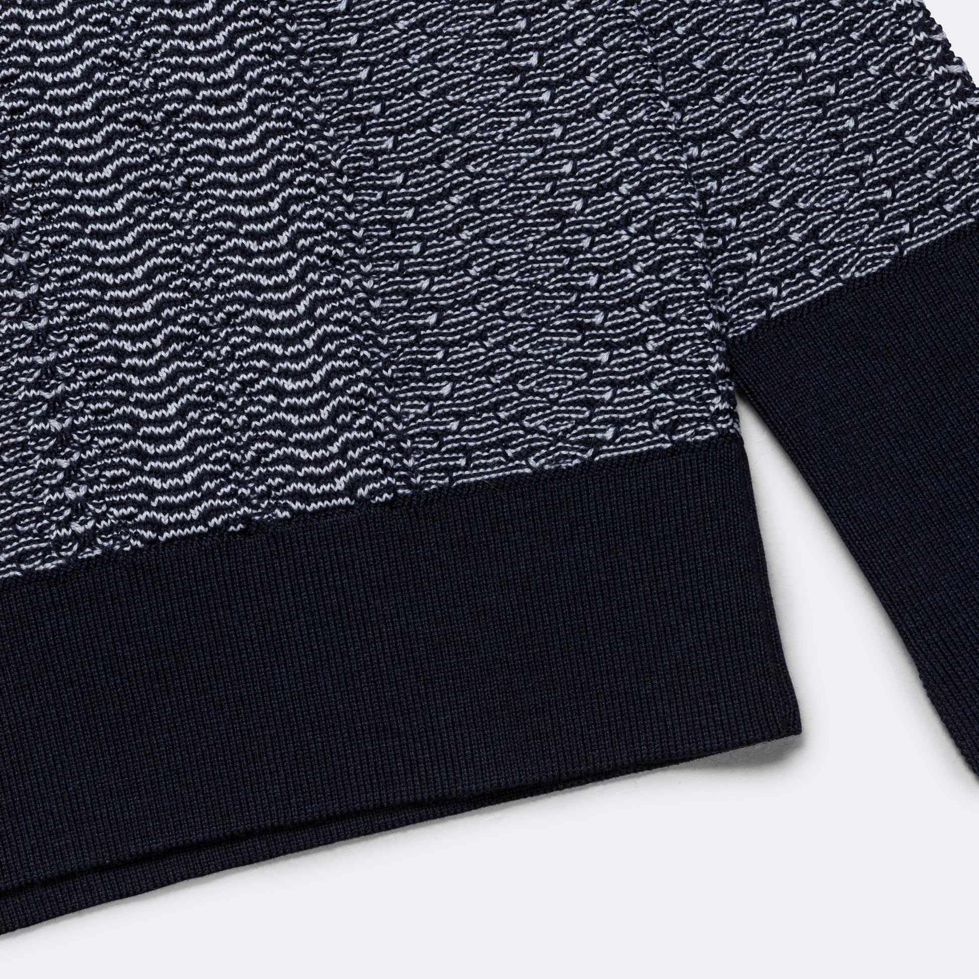 Wave Knitted Crewneck - Navy/Ecru