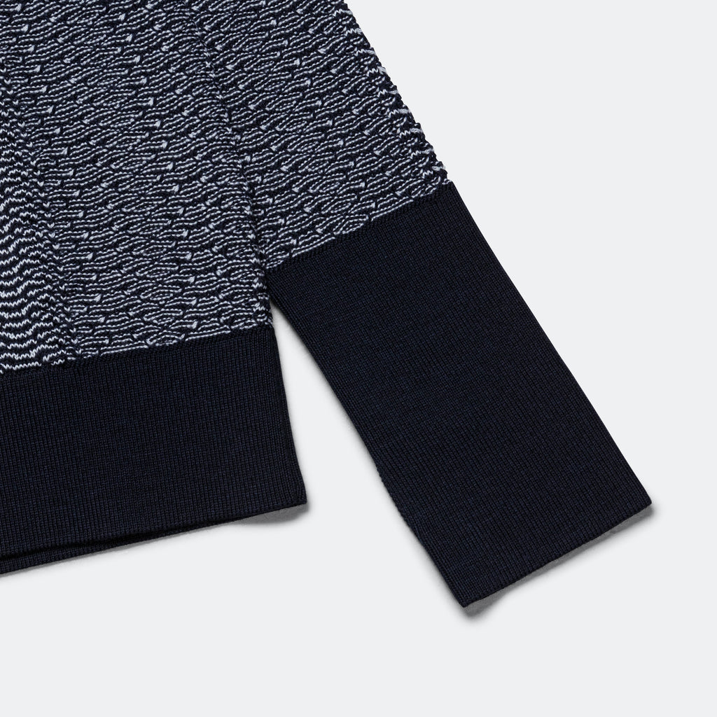 Wave Knitted Crewneck - Navy/Ecru