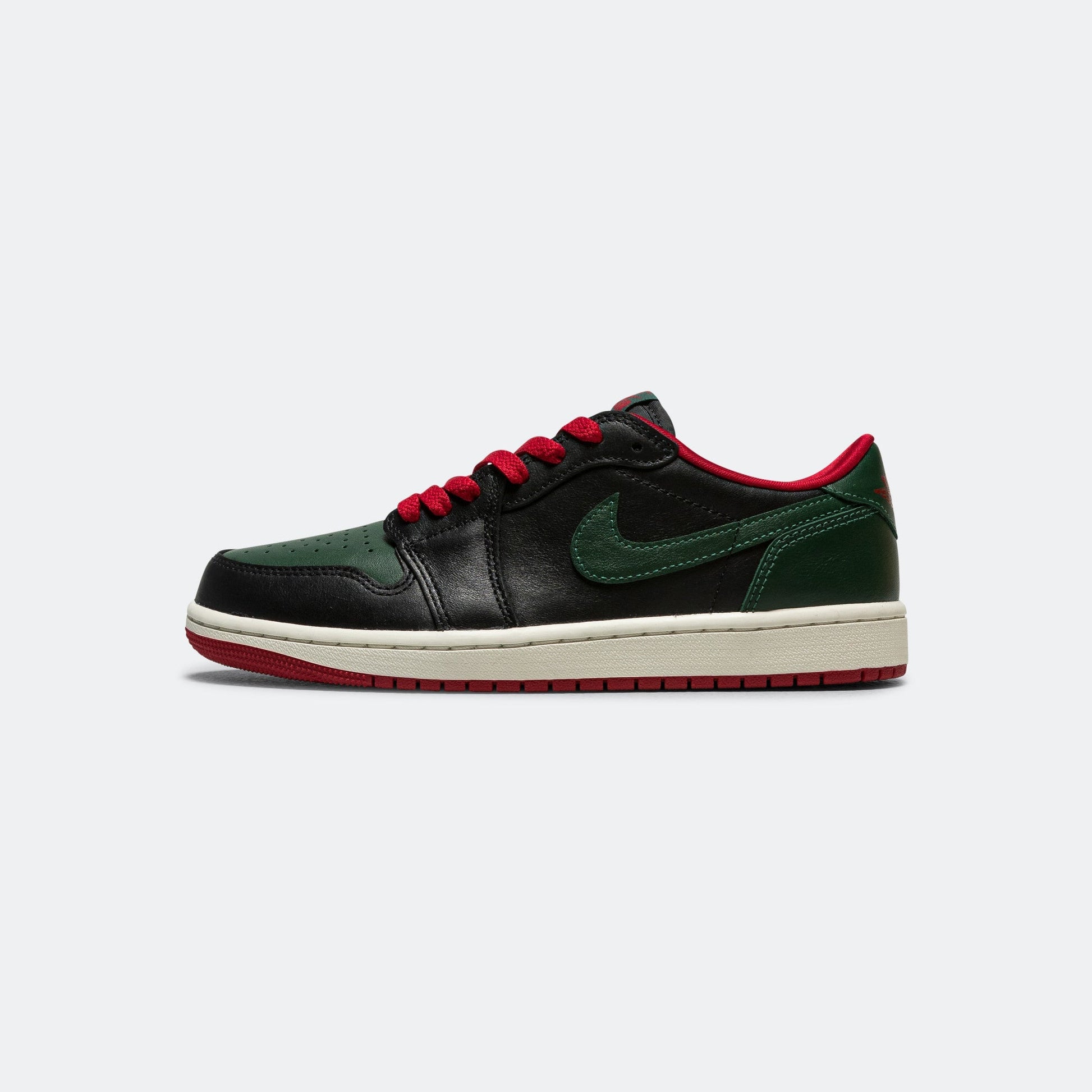 Womens Air Jordan 1 Low OG - Black/Gorge Green-Varsity Red-Sail