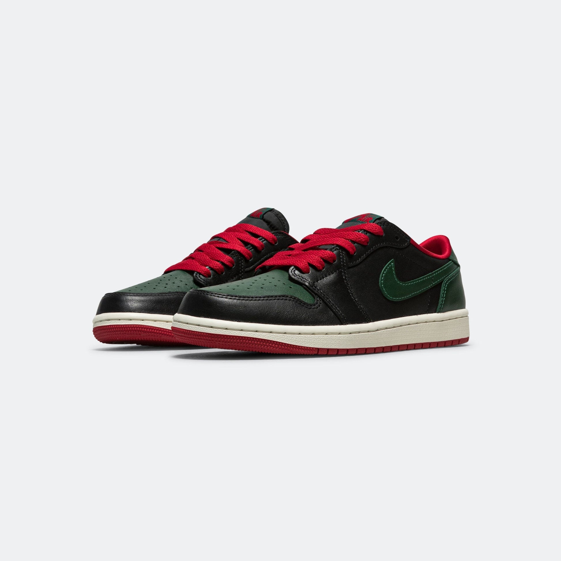 Womens Air Jordan 1 Low OG - Black/Gorge Green-Varsity Red-Sail