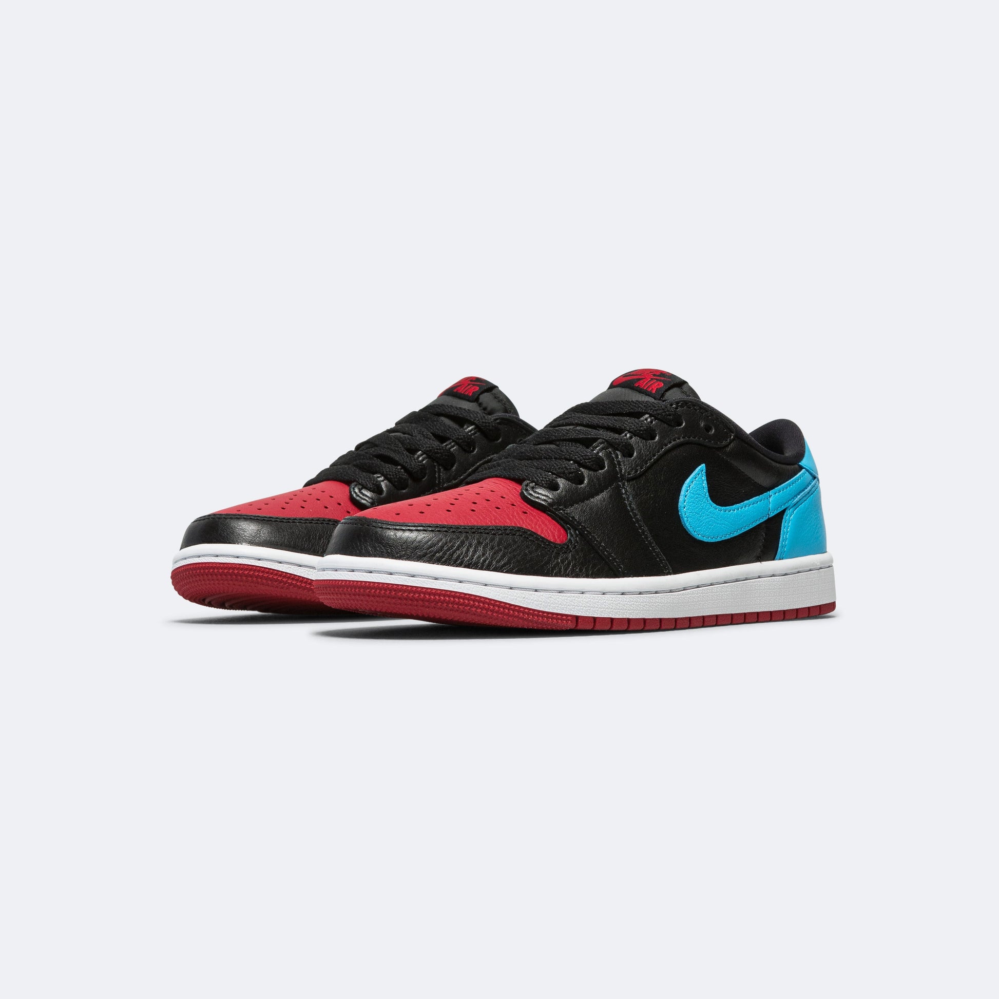 Womens Air Jordan 1 Low OG - Black/Dk Powder Blue-Gym Red