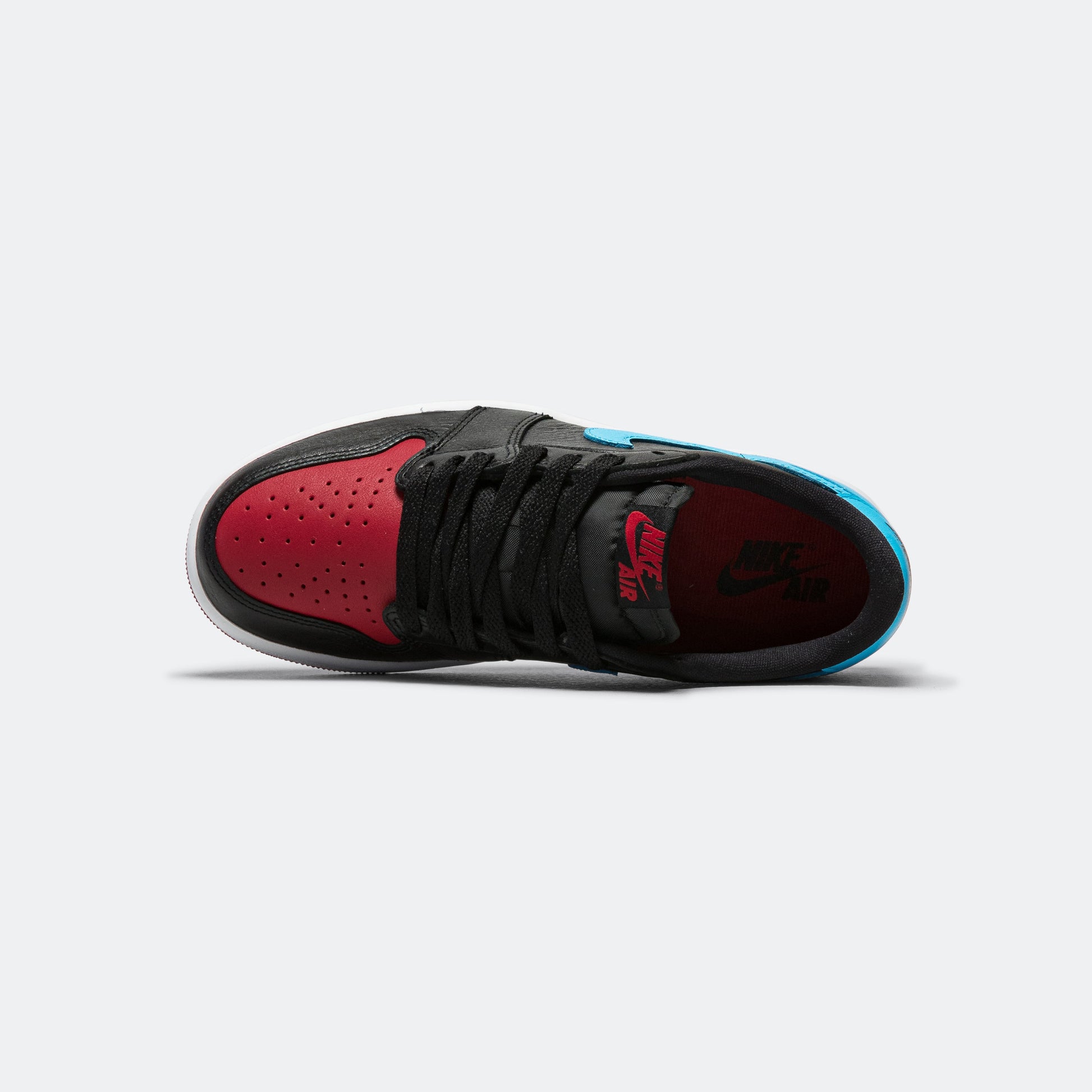Womens Air Jordan 1 Low OG - Black/Dk Powder Blue-Gym Red