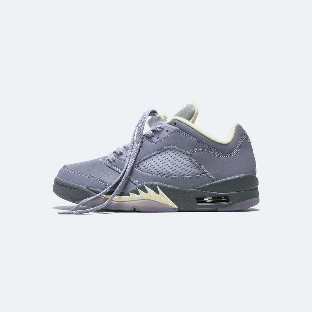 Womens Air Jordan 5 Retro Low - Indigo Haze/Fire Red-Metallic Silver