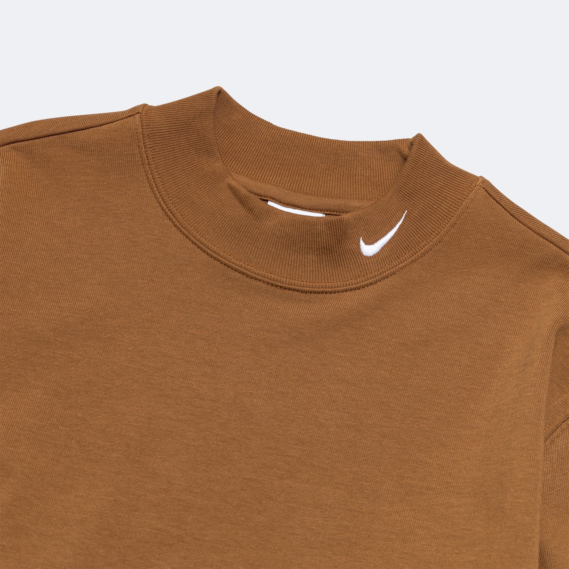 Nike Life Mock Neck LS Shirt - Ale Brown/White