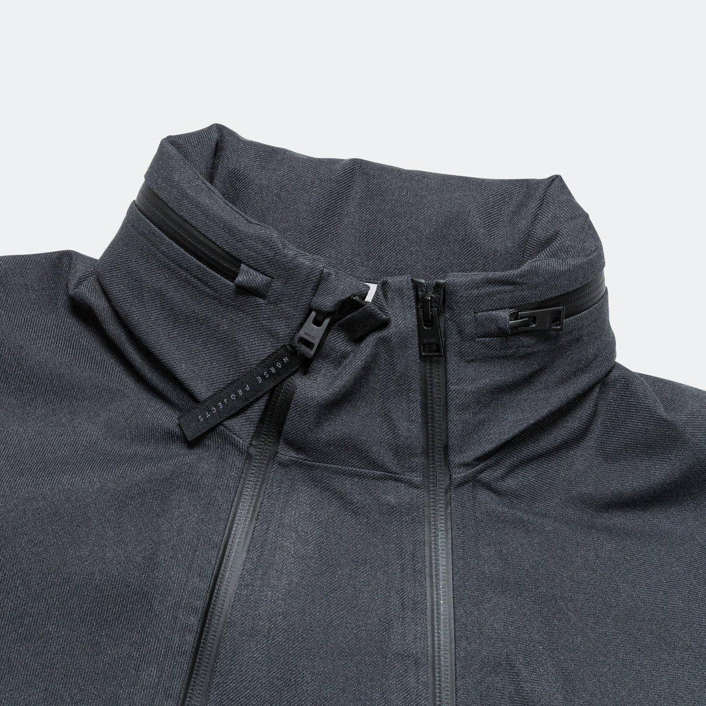 Textured Twill GORE-TEX® 3L Stand Collar Jacket - Charcoal Grey