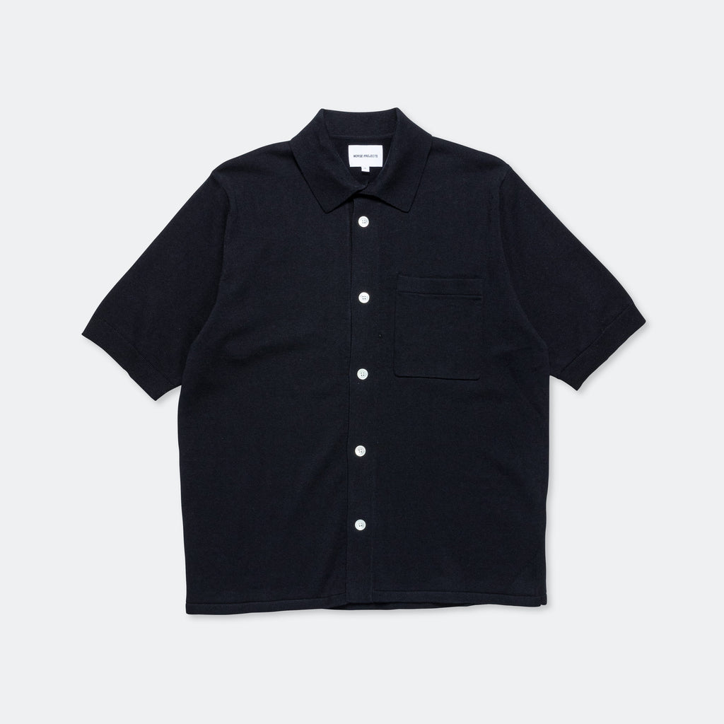 Rollo Cotton Linen SS Shirt - Dark Navy