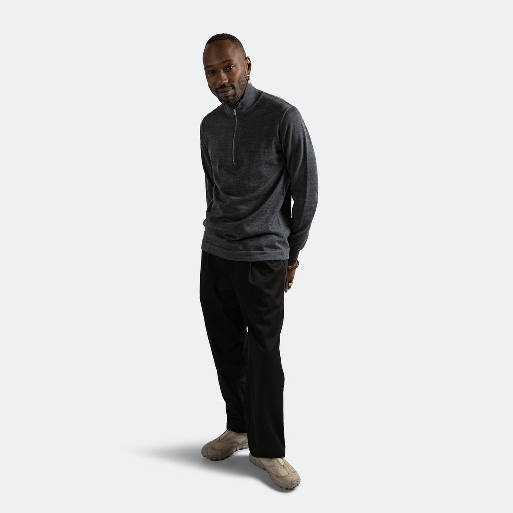 Tech Merino Half Zip - Charcoal Melange