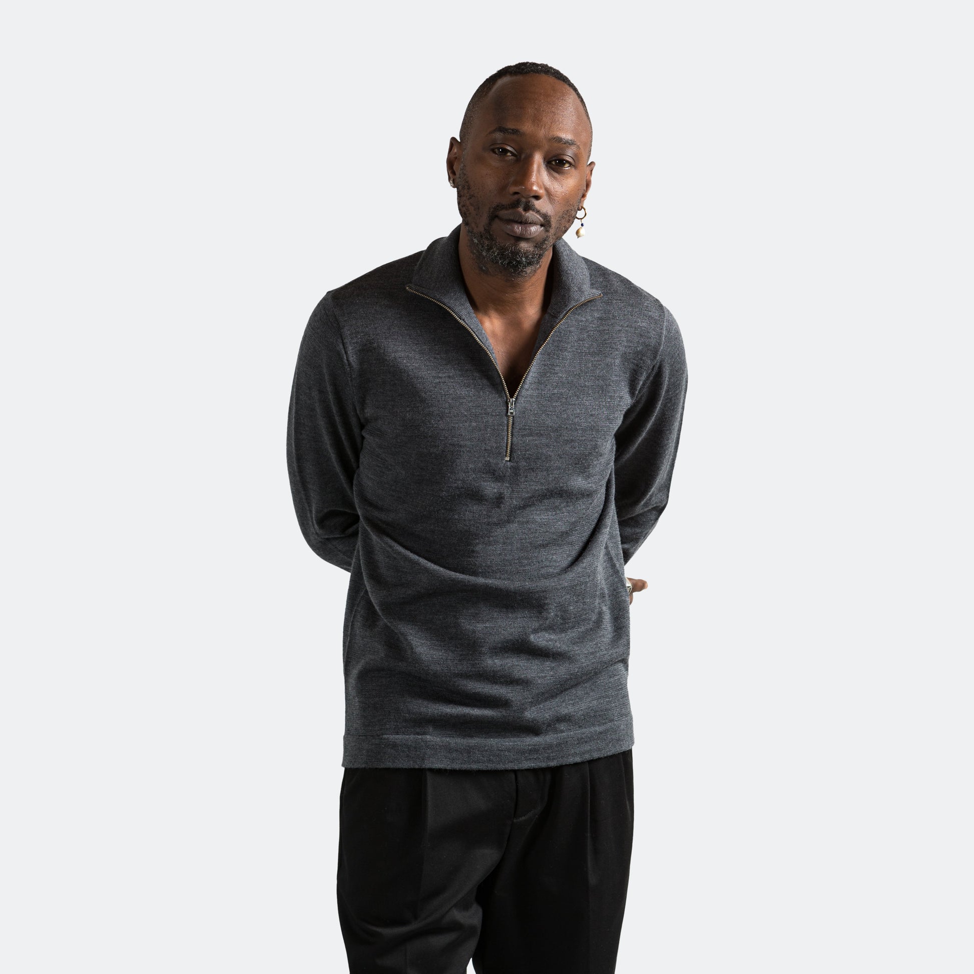 Tech Merino Half Zip - Charcoal Melange