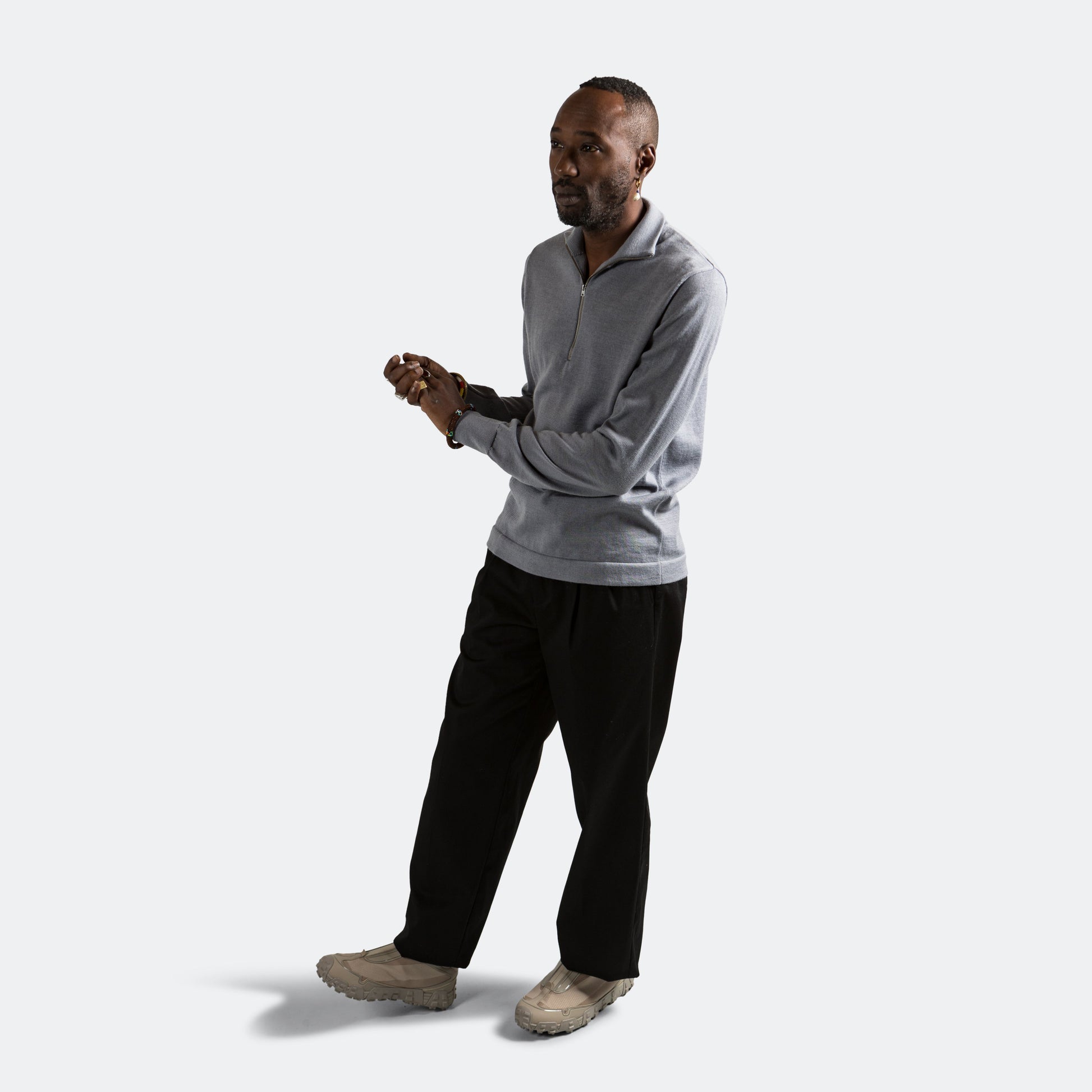 Tech Merino Half Zip - Glacier Grey