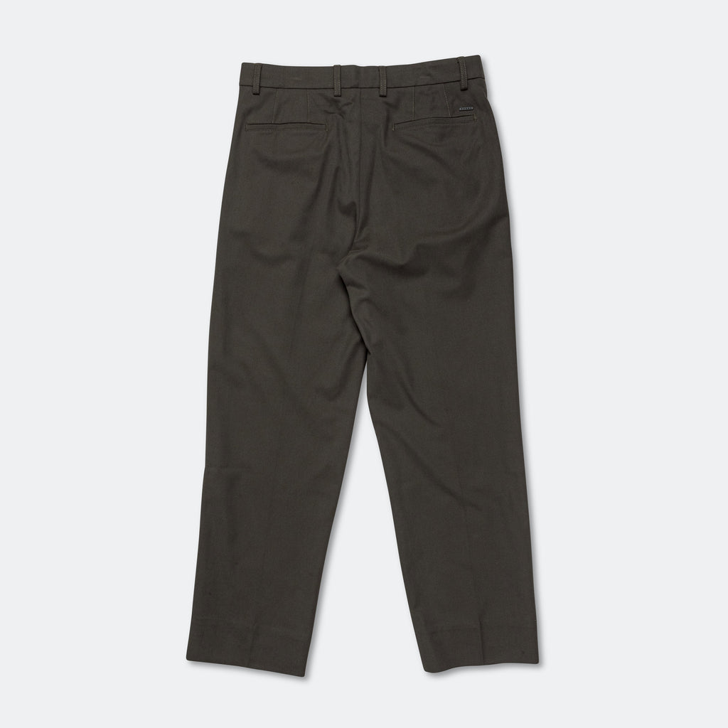 Benn Cotton Wool Twill Pleated Trouser - Beech Green