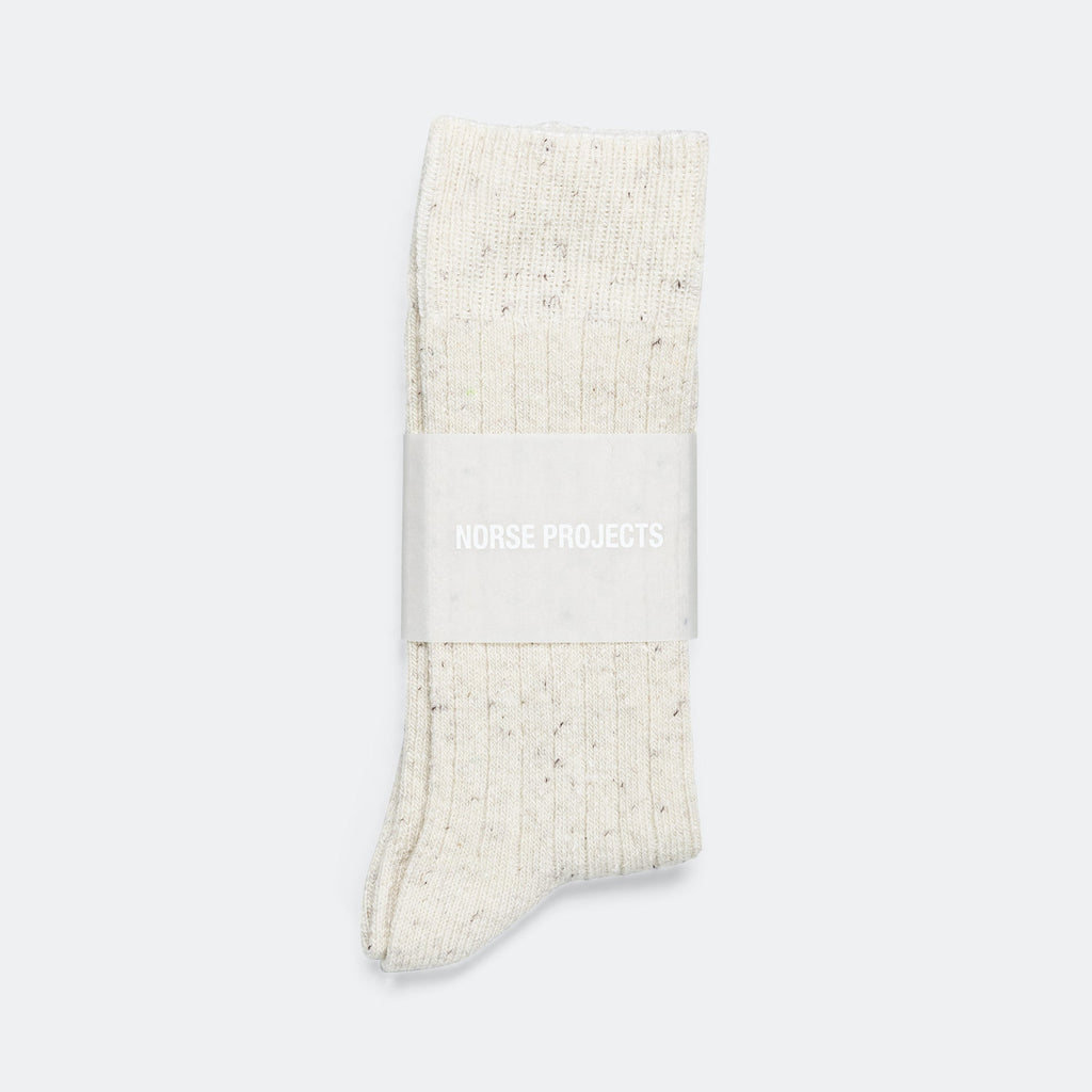 Bjarki Neps Wool Rib Sock - Ecru