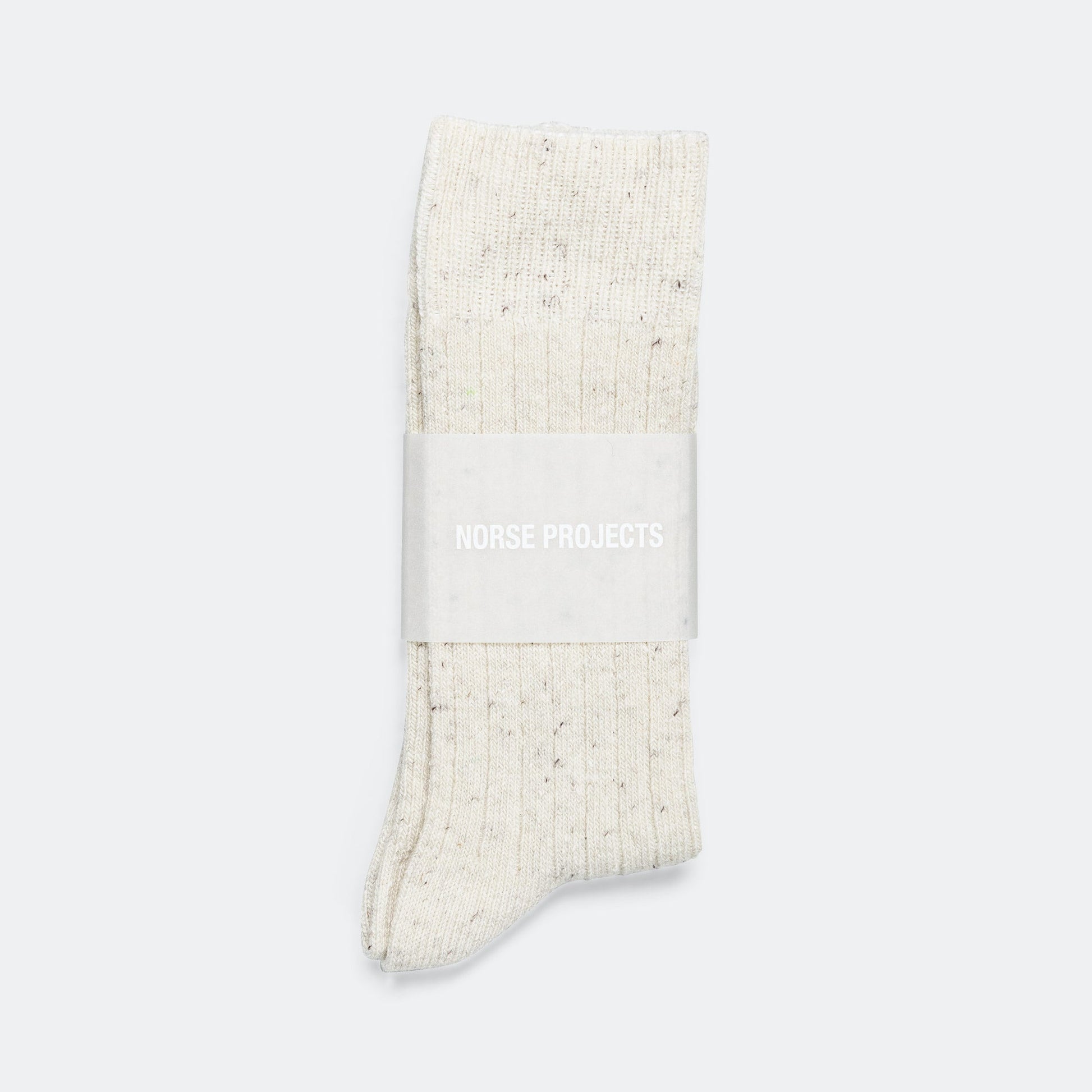 Bjarki Neps Wool Rib Sock - Ecru