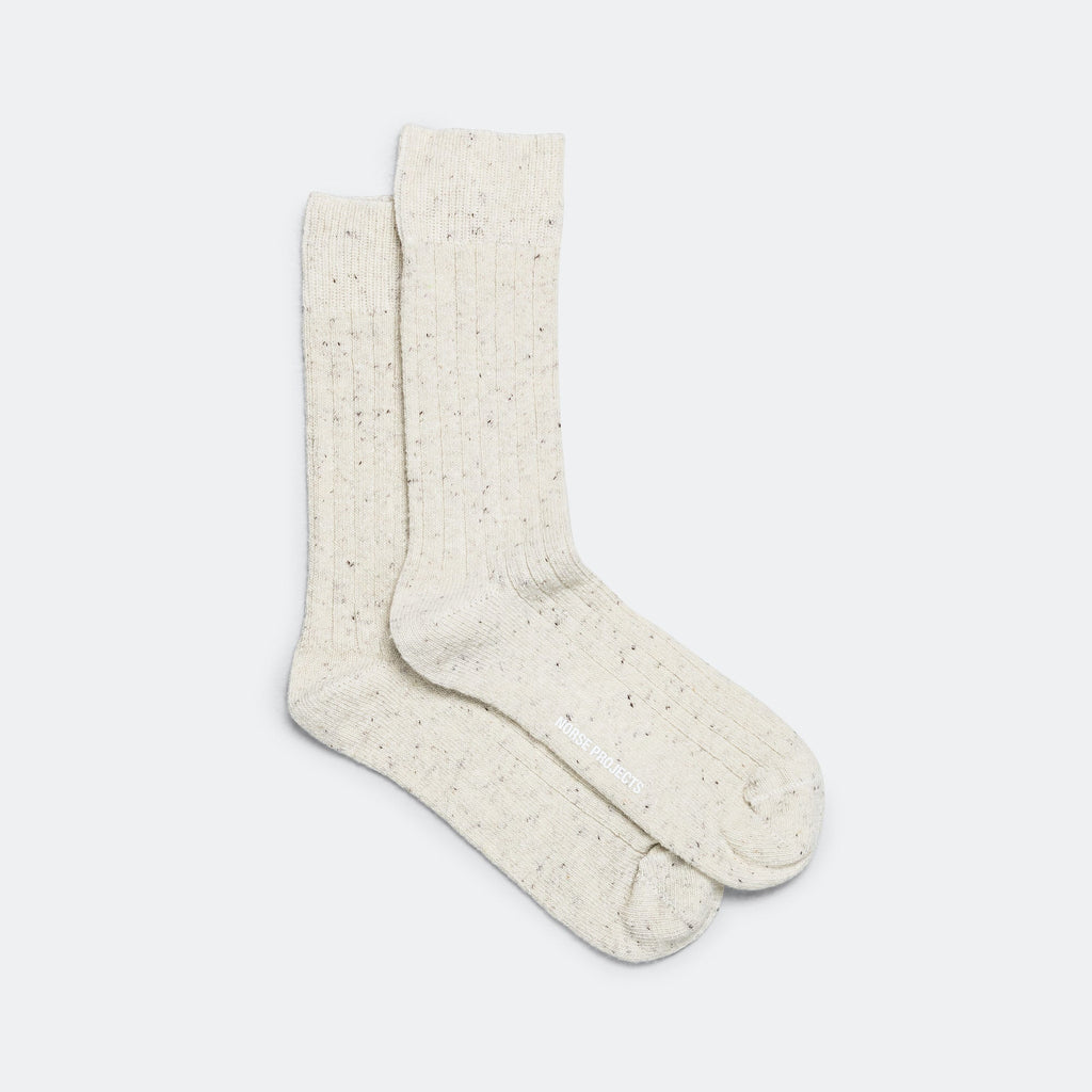 Bjarki Neps Wool Rib Sock - Ecru
