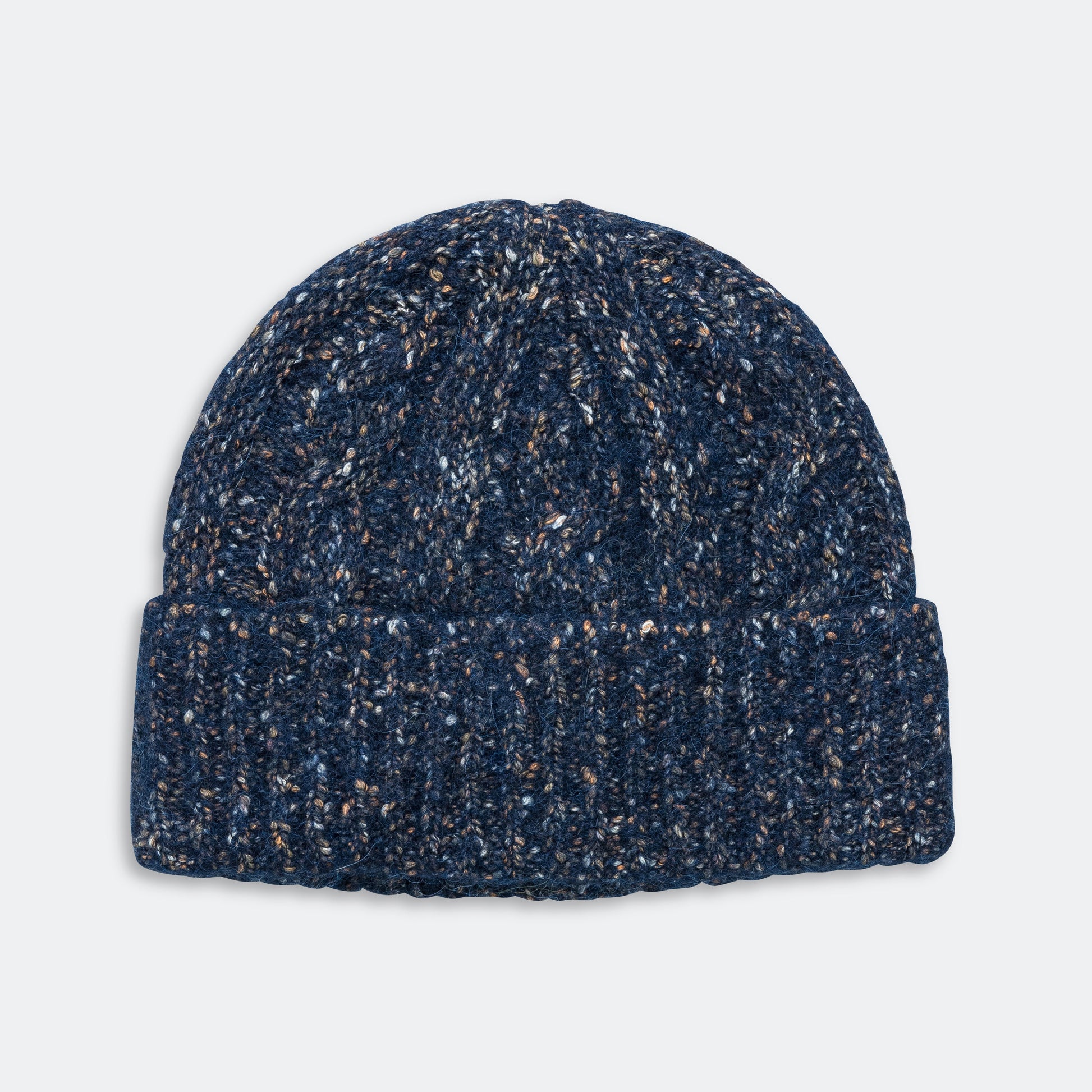 Cotton Alpaca Cable Beanie - Dark Navy