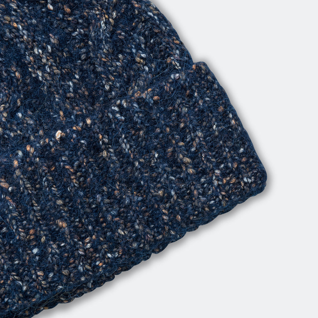 Cotton Alpaca Cable Beanie - Dark Navy