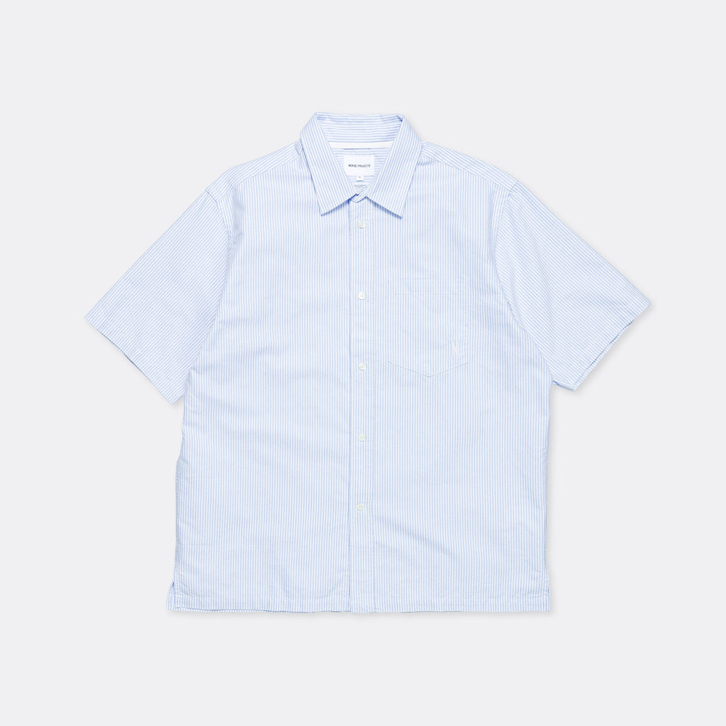 Ivan Oxford Monogram SS Shirt - Blue Stripe