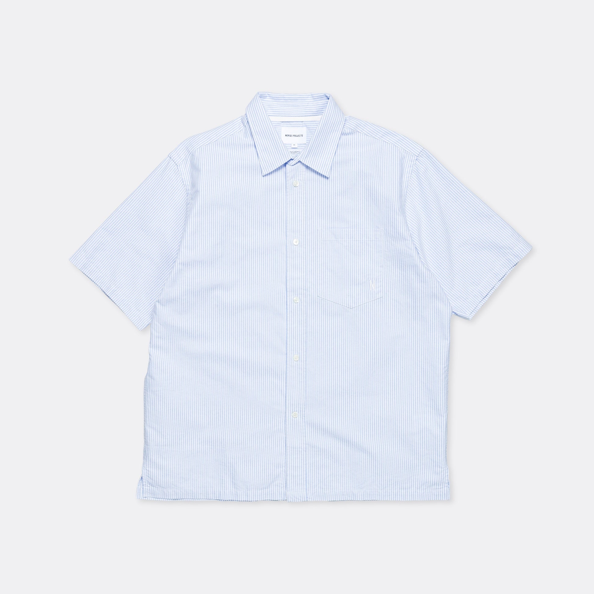 Ivan Oxford Monogram SS Shirt - Blue Stripe