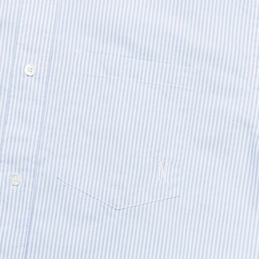 Ivan Oxford Monogram SS Shirt - Blue Stripe