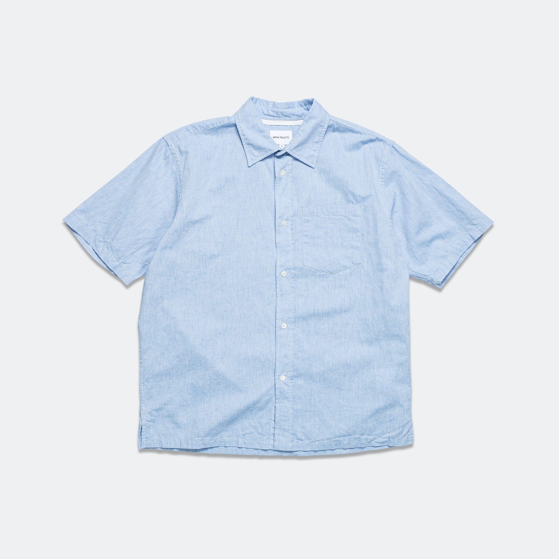 Ivan Relaxed Cotton Linen SS Shirt - Pale Blue
