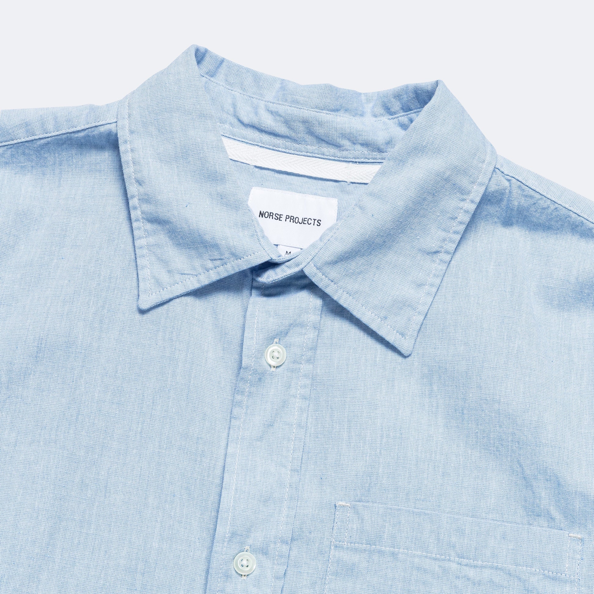 Ivan Relaxed Cotton Linen SS Shirt - Pale Blue