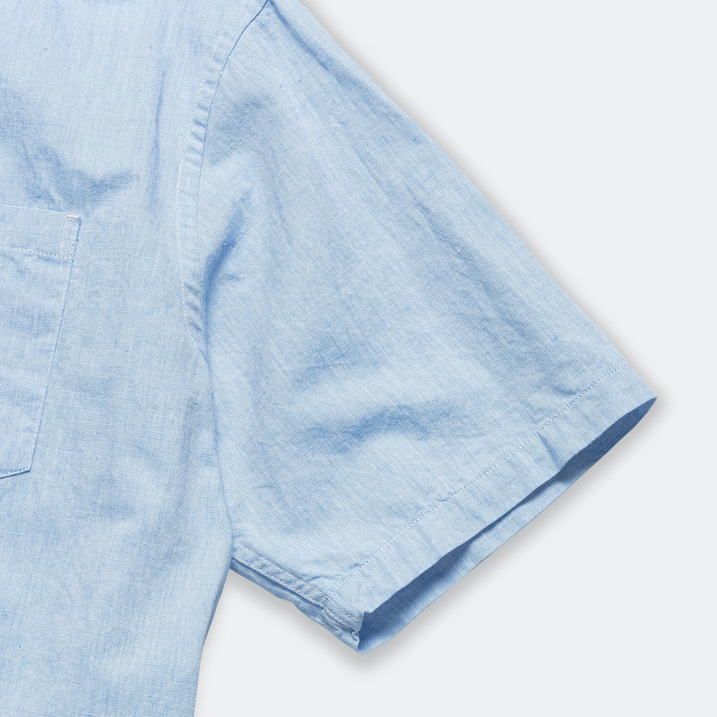 Ivan Relaxed Cotton Linen SS Shirt - Pale Blue