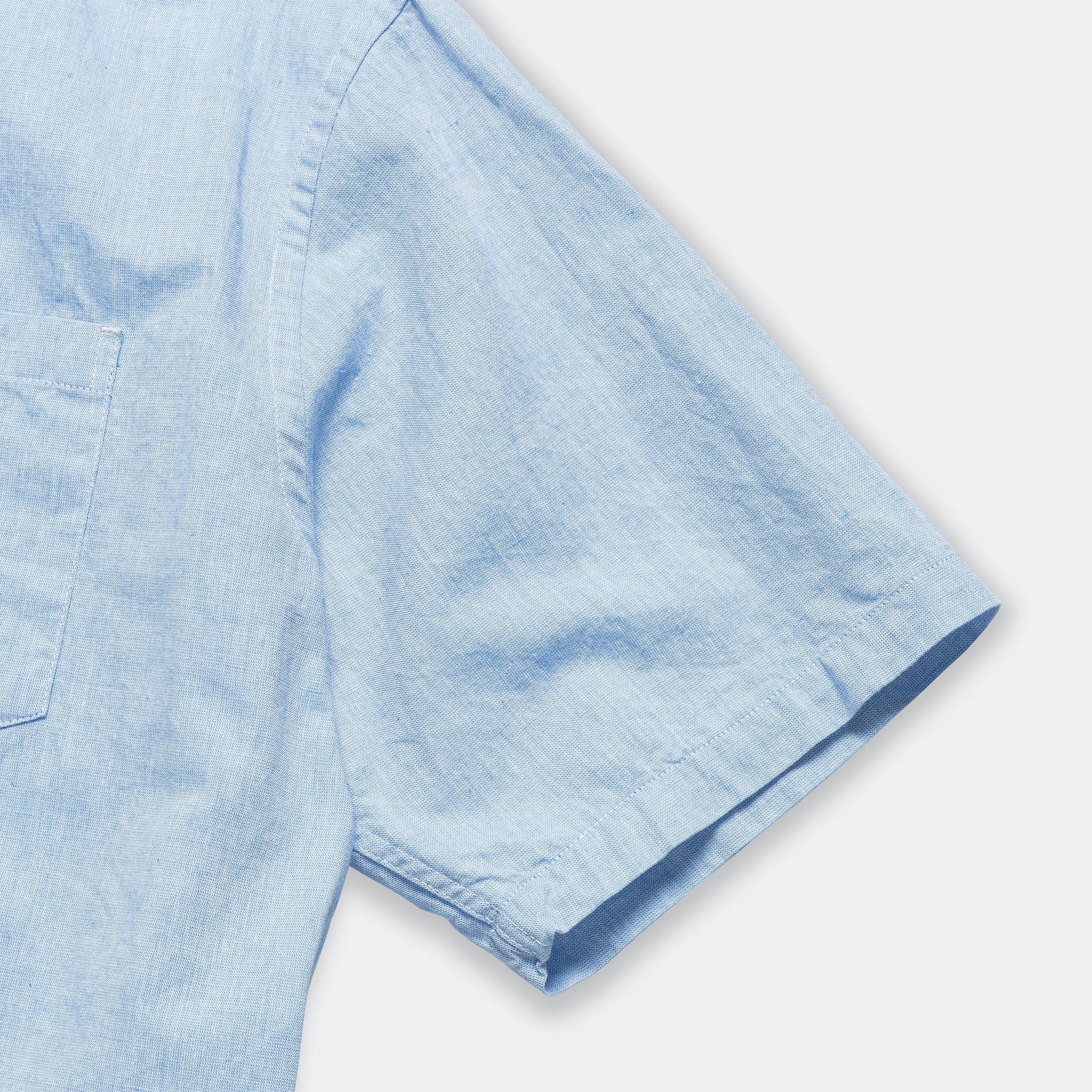 Ivan Relaxed Cotton Linen SS Shirt - Pale Blue