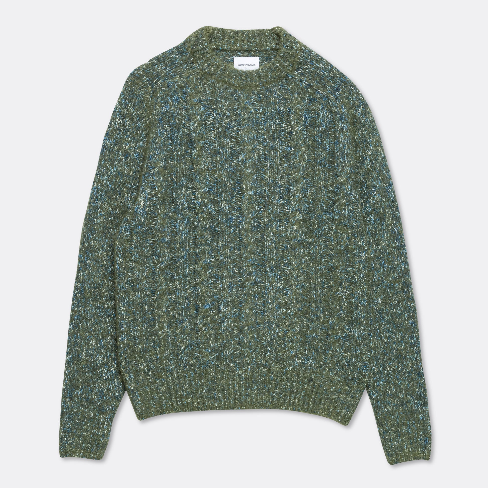 Ivar Cotton Alpaca Cable Sweater - Spruce Green