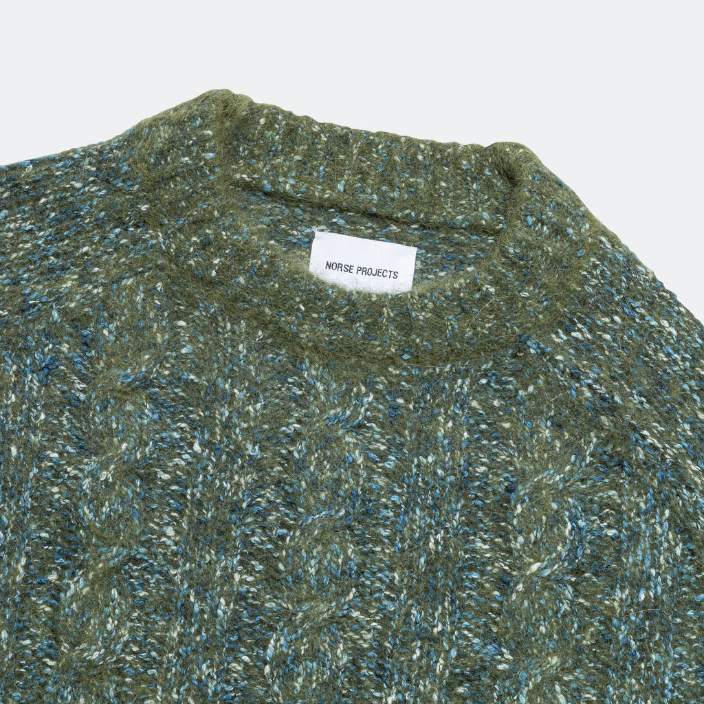 Ivar Cotton Alpaca Cable Sweater - Spruce Green