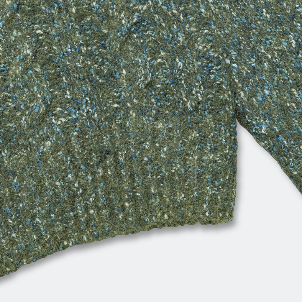Ivar Cotton Alpaca Cable Sweater - Spruce Green