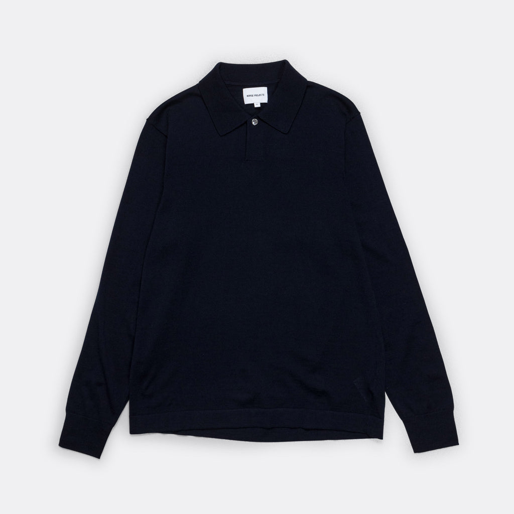 Jon Tech Merino LS Polo - Dark Navy
